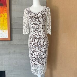 Elegant White Lace Sheath Dress